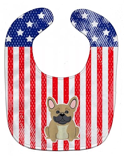 Carolines Treasures Patriotic USA Baby Bib, French Bulldog Cream, Large