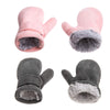 Toddler Infant Winter Mittens Lined With Fleece Easy-On Baby Boy Girls Warm Gloves Outdoor (B-Grey&Pink, M (1-2 Years))