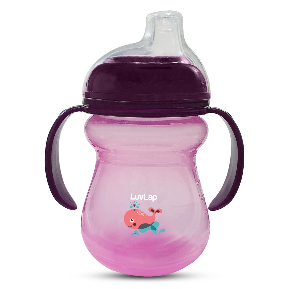 LuvLap Moby Little Spout Sipper for Infant/Toddler, 240ml, AntiSpill Sippy Cup with Soft Silicone Spout BPA Free, 6m+ (Pink)