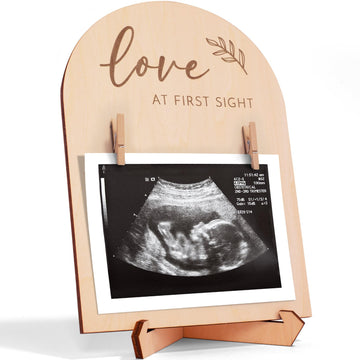 Cute Wooden Ultrasound Picture Frame - Beautiful Double Sided Sign For The Announcement of Your Pregnancy Or Baby s Birth - Nur