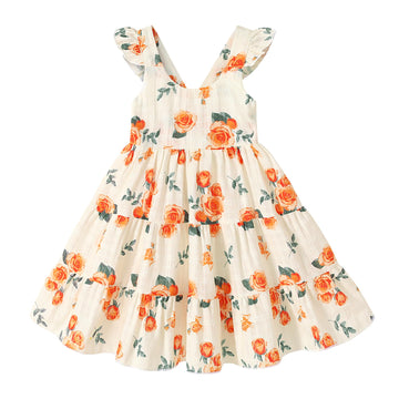 Younger Tree Toddler Baby Girl Dress Summer Outfits Flutter Sleeve Smocked Dress Kids Causal Boho Dresses Clothes (12-18 Months,