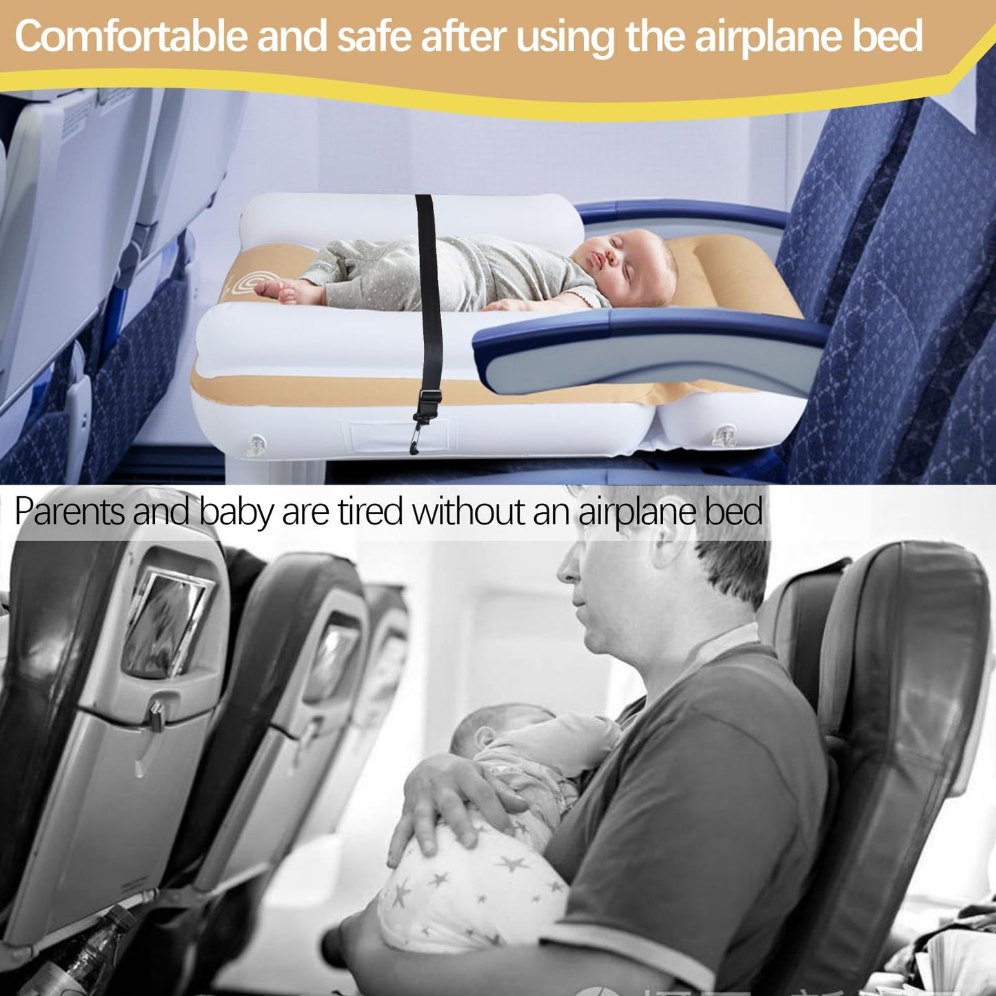 Blublu Park Inflatable Airplane Bed For Toddler, Airplane Seat Extender For Kids Airplane Travel Essentials, Toddler Bed With Si
