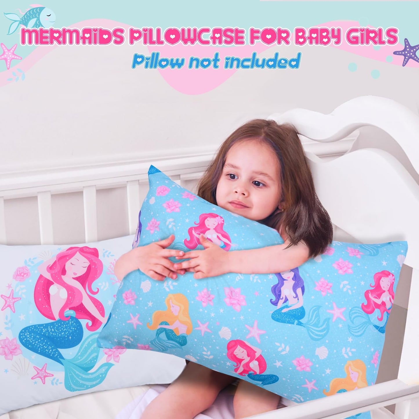Cloele Toddler Pillowcase Mermaids Envelope Travel Pillowcase Small Pillow Cover Fits Pillows Sized 12X16 Or 13X18-2 Pack Kids P
