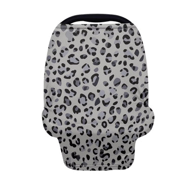 Biyejit Gray Leopard Nursing Cover for Newborn Breastfeeding Multi Use Infant Stroller Canopy Unisex Baby Car Seat Cover High Ch