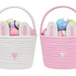 Cubesland Easter Baskets For Kids - 2-Piece Empty Bunny Buckets Set With Handle, Soft & Sturdy Easter Egg Hunt Basket Bags (9.8X