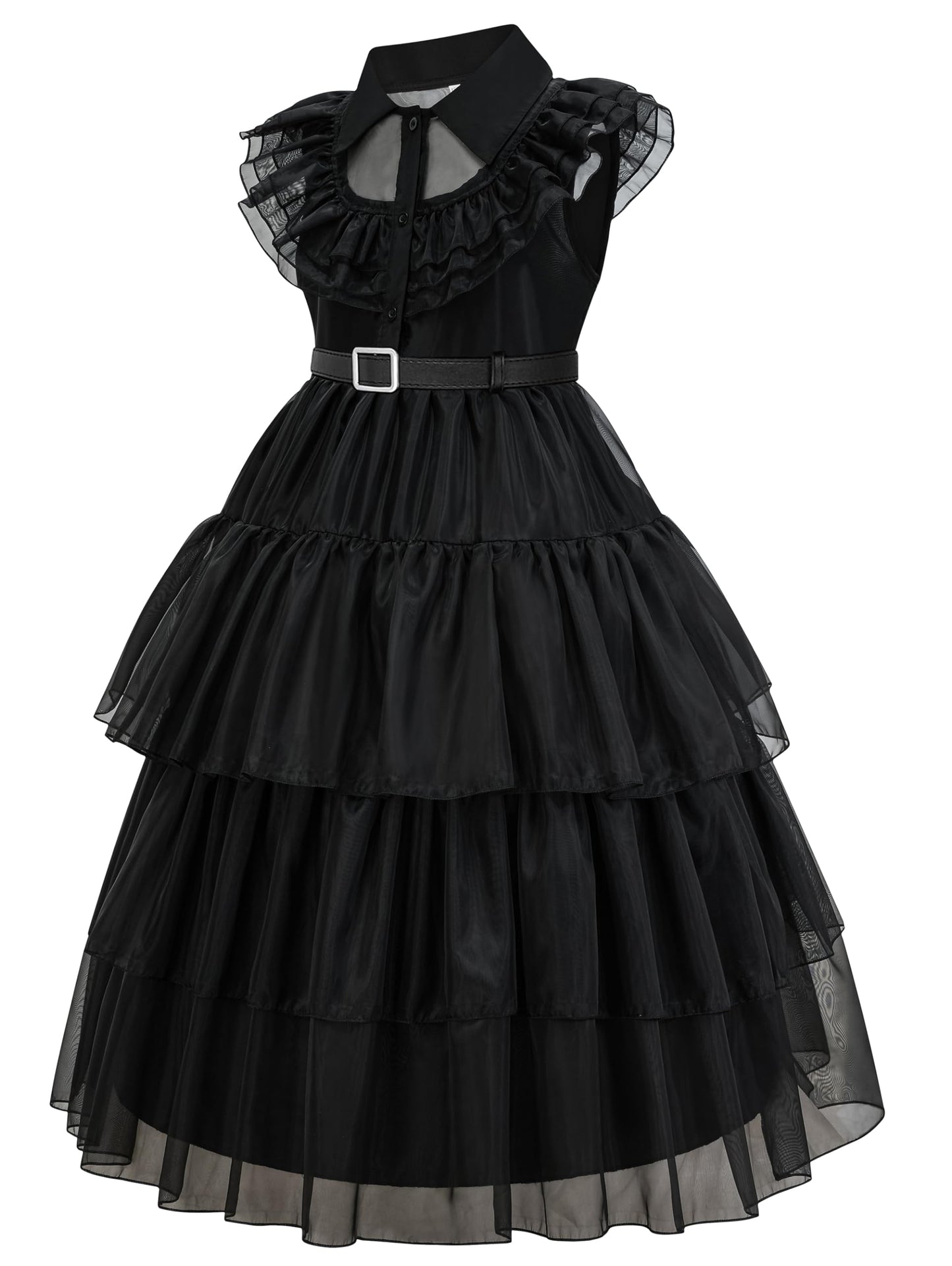 Gz-Laopaitou Black Wednesday Costume Girls Dress For Kids Wednesday Family Costumes Halloween Cosplay Party Dress 4-5Y