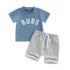 Toddler Baby Boy Clothes Letter Short Sleeve T Shirt Top Boys Shorts With Pocket Cute Summer Outfit 2Pcs Set (A-Blue,6-12 Months