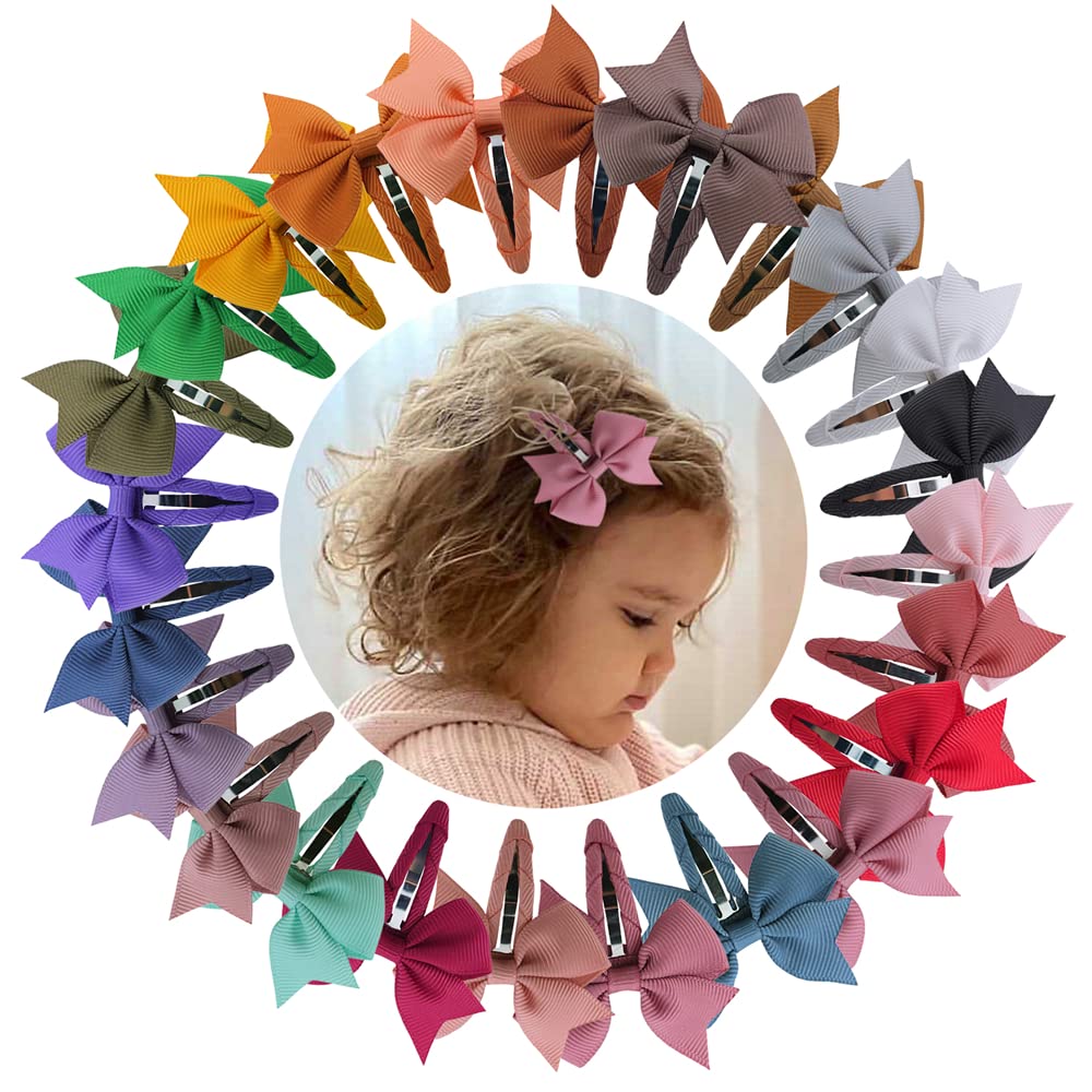 Baily 24 Colors Small Pinwheel Hair Bow Snap Clip Fully Wapped For Baby Girl Toddler Hair Clips In Fringe Bangs (Pinwheel Bow Sn