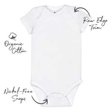Honestbaby 10-Pack Short Sleeve Bodysuits One-Piece 100% Organic Cotton For Infant Baby Boys, Girls, Unisex, Bright White, Newbo