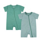 Teach Leanbh Baby Boys Or Girls 2 Pack Pajamas Cotton Short Sleeve Zipper Romper Jumpsuits Sleep And Play 3-24 Months (Green, 6-