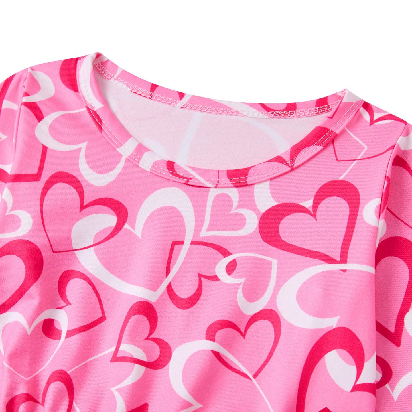 Vieille Toddler Girls Valentines Day Outfits 3T Love Heart Print Long Sleeve Tutu Dress 4T Kids Pink Skirts Clothes