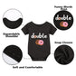 Ysculbutol Baby Twins Bodysuits Funny Double Trouble Cute Romper Twin Jumpsuits Hat Set(Sweet Blacksm)