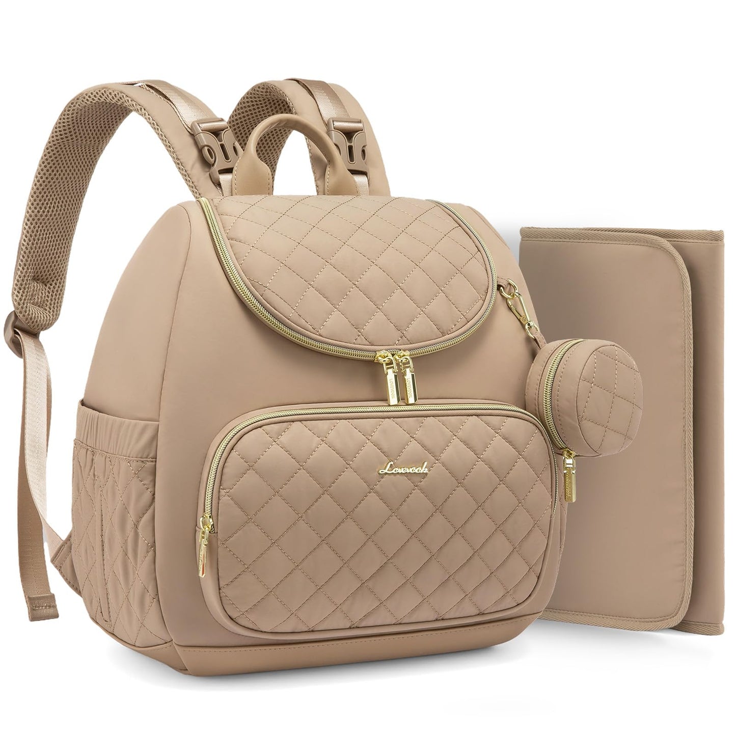 LOVEVOOK Small Diaper Bag Backpack, Waterproof Diaper Bags for Baby Girl Boy with Changing Pad, Stylish Baby Diaper Bag, Travel 