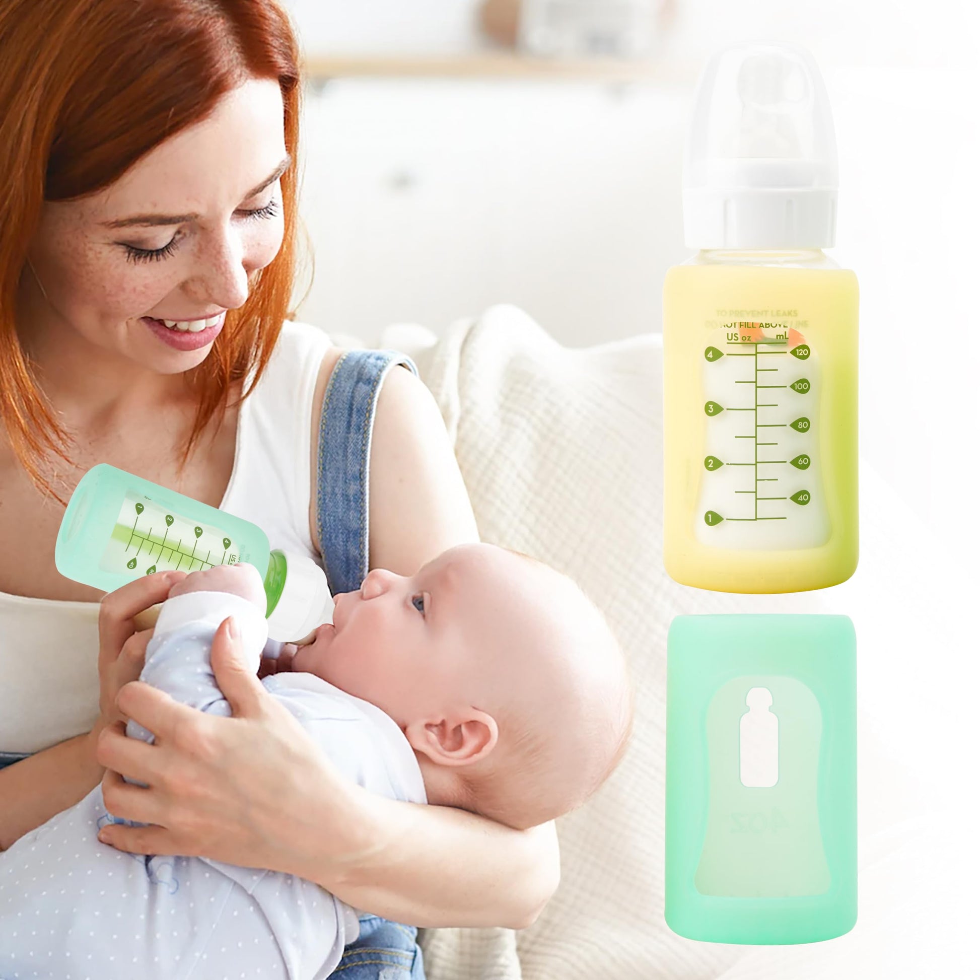 Purekra 2Pcs Silicone Baby Bottle Sleeves For Dr. Brown Bottles 4 Oz, Silicone Bottle Covers Replacement For Dr. Brown Glass Bot