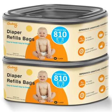 Jumbo Square Refill Compatible with Diaper Genie Classic,Compact and Select Pails,Odor Control & Durable,Holds Up to 810 Newborn