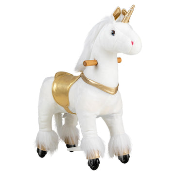 REWISS Ride On Horse Natural Mechanical Kids Real Walking Horse Small Unicorn Horse Toddlers Plush Pony Riding Horse for Age 3-6