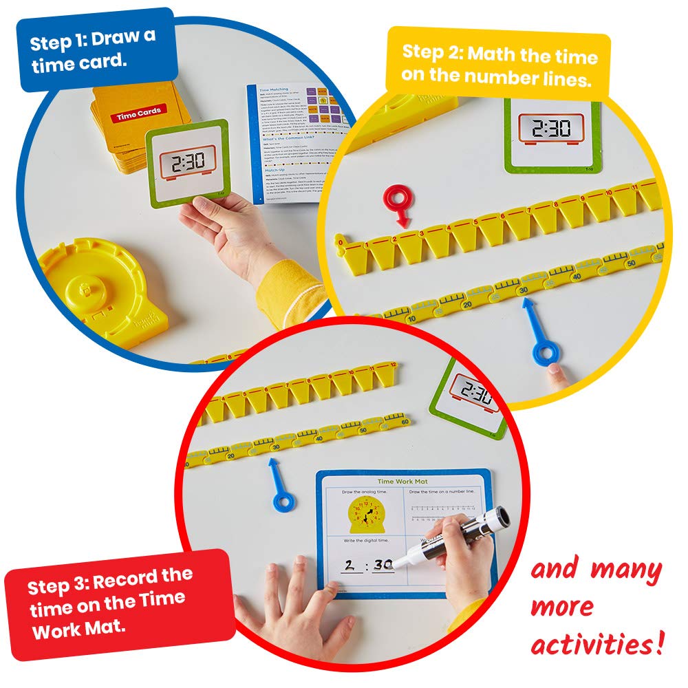 hand2mind Telling Time Basics Center Kit, NumberLine Learn to Tell Time Activity Set, Telling Time Teaching Clock Activities, An