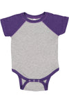 Rabbit Skins Baby Short Sleeve Raglan Baseball Bodysuit (4430) Vintage Heather/Vintage Purple, Nb