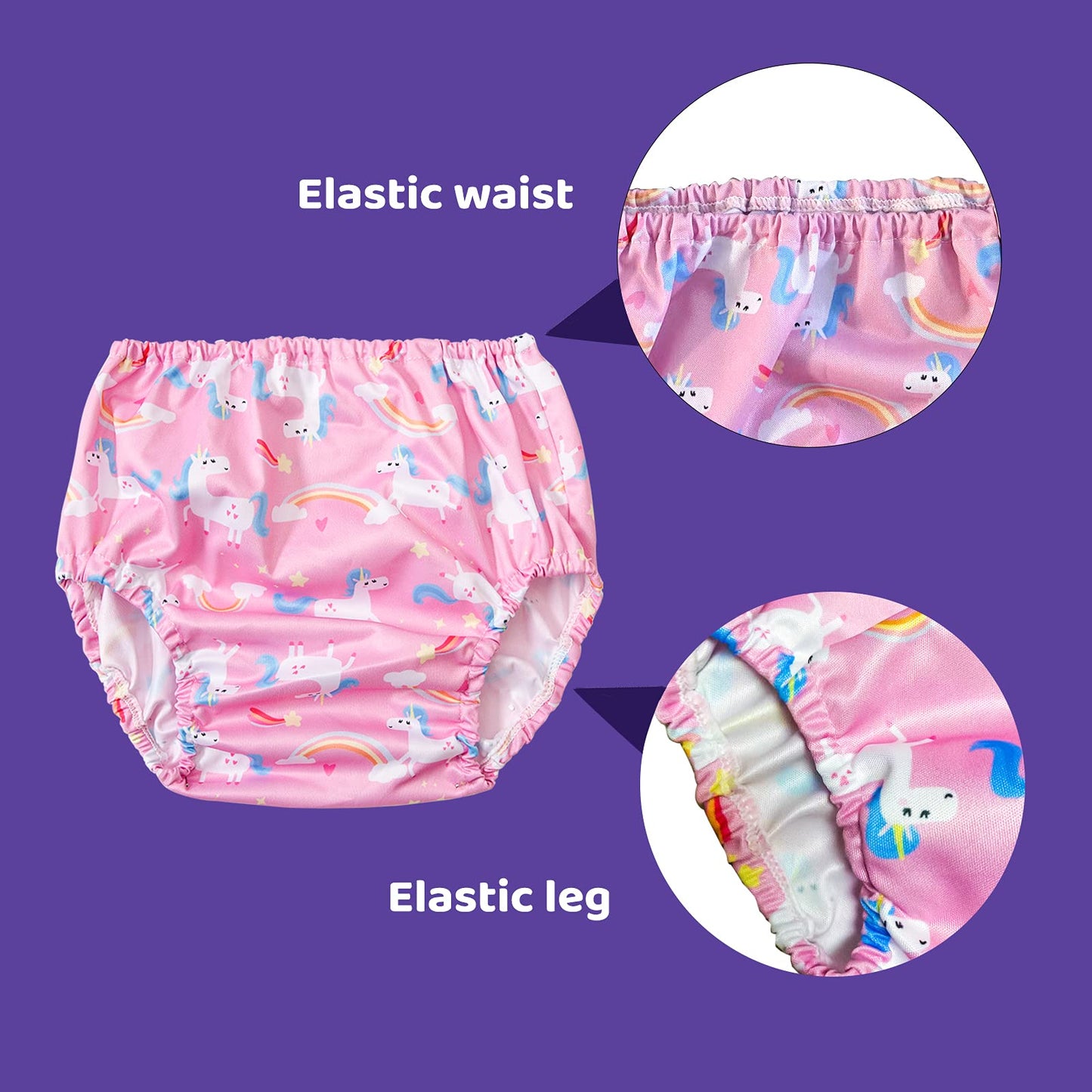 Bisenkid Waterproof Diaper Covers For Girls Good Elastic Rubber Swim Diaper Cover For Toddler Girl Underwear & Swimming Diapers