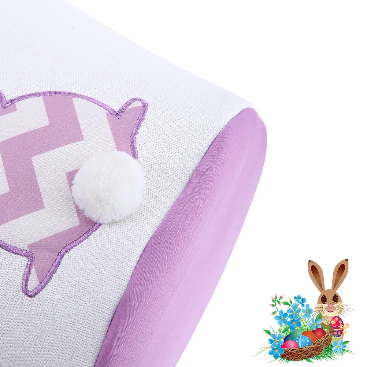 Cootato Easter Bunny Basket Bags For Kids, Stripe Rabbit Pattern Egg Basket Hunt Bags Personalized Canvas Cotton Bucket With Flu