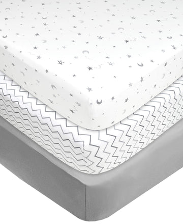American Baby Company 3 Pack Fitted Pack N Play Playard Sheet 27 x 39, Soft Breathable Neutral 100% Cotton Jersey Pack and Play 