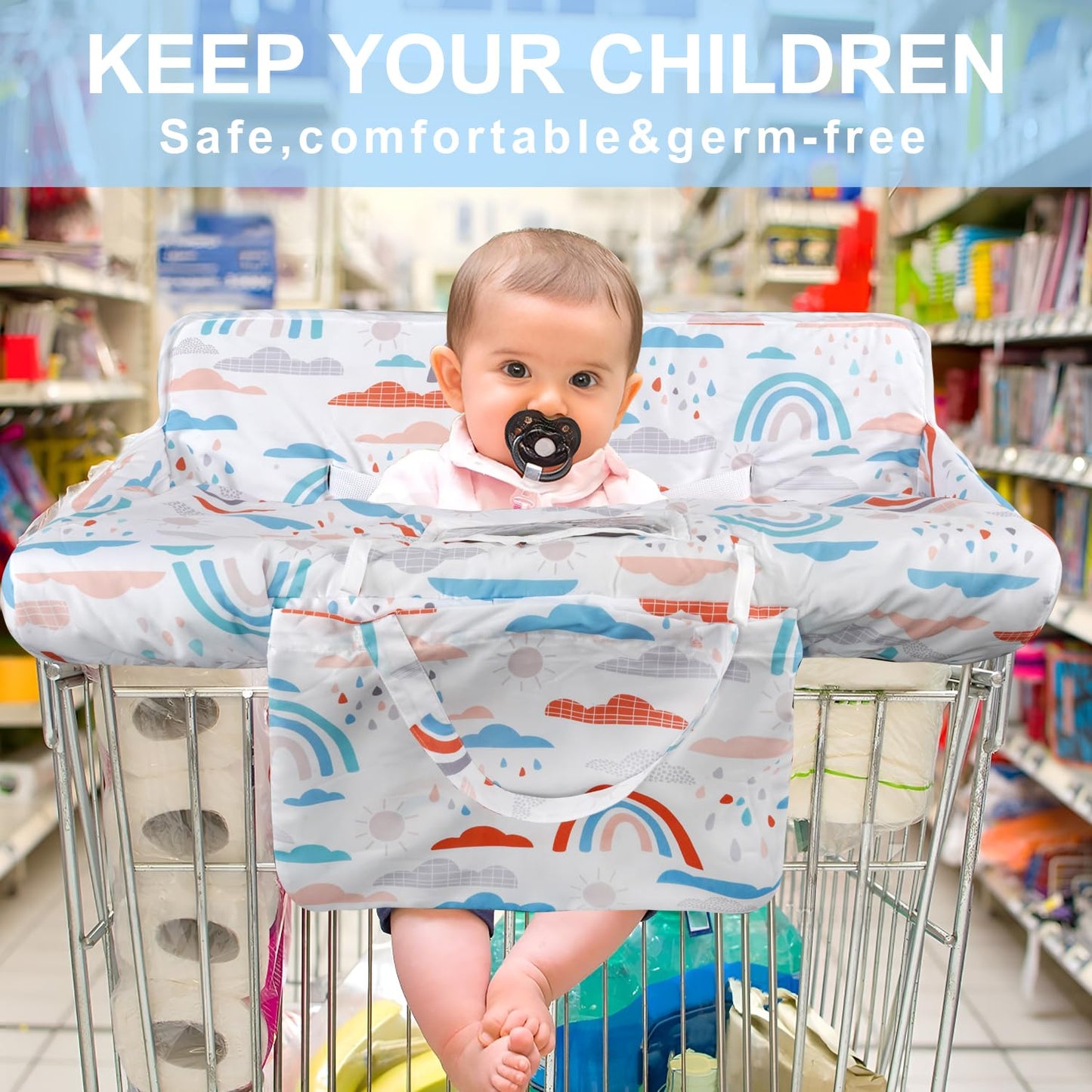 Polovillae Shopping Cart Cover For Baby 2-In-1 High Chair Cover With Safety Harness Multifunctional Dinosaur Pattern Cart Covers