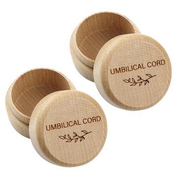 Thootyriaf Wooden Baby Fetal Hair/Umbilical Cord Memorial Box - Carved Memorial Box For Newborn Christening - Baby Gift (2Pcs)