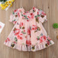 Toddler Baby Girls Flower Print Ruffles Princess Dress Sundress Clothes Outfit (2-3 T, Pink)
