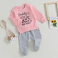 Beqeuewll Fall Baby Girl Clothes Mama Daddy Girl Newborn Outfit Winter Infant Sweatshirt Pants Set Toddler Sweatsuit 0-3T (Mamas