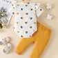 Fullfamous Baby Girl Clothes Gifts Outfits,Spring Summer Short Sleeve Romper And Pant Set Yellow Heart 6-12 Months