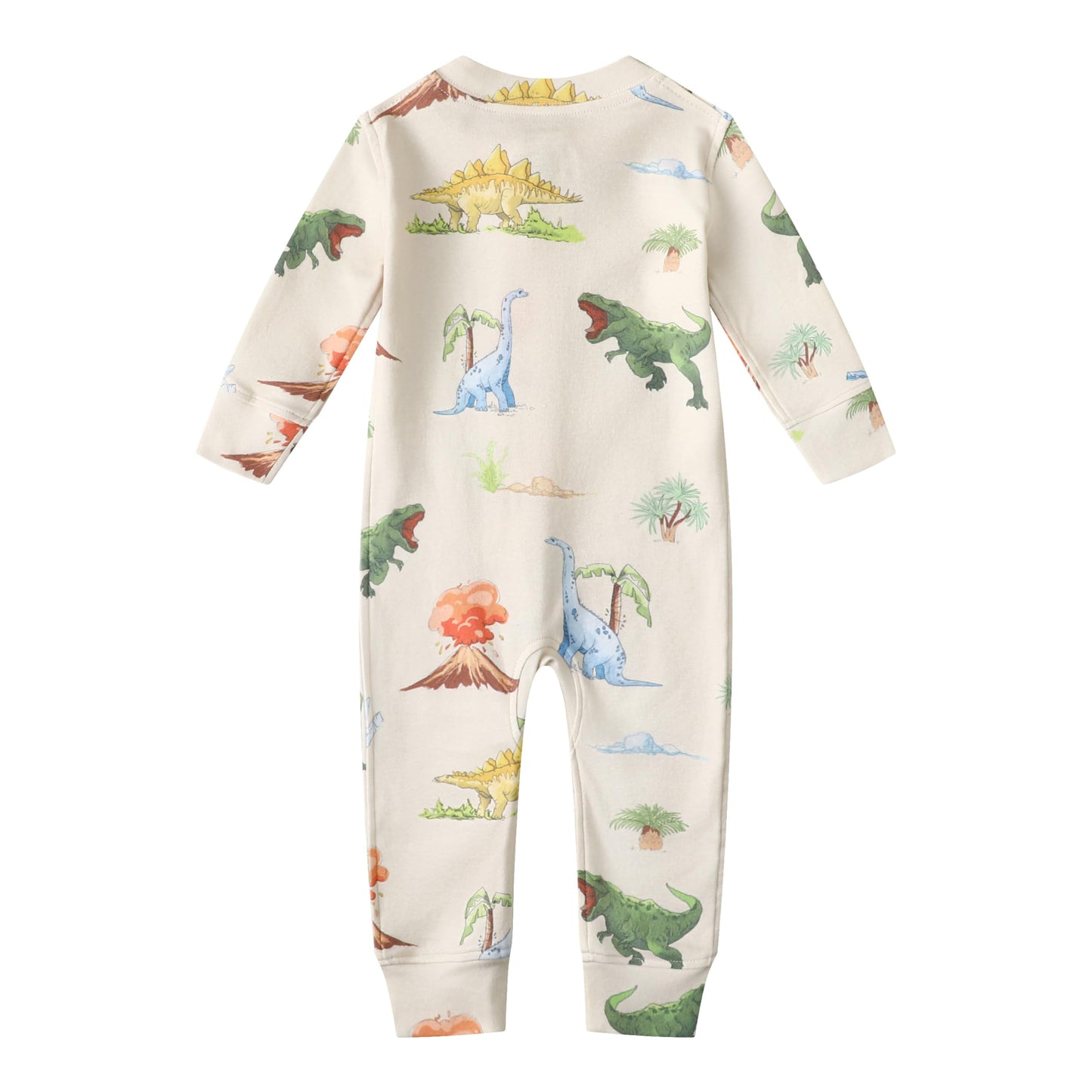 Owlivia Organic Cotton Baby Boy Girl Zip Up Sleep N Play, Footless, Long Sleeve(12-18 Months, Watercolor Dinosaur)