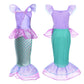 Cmiko Princess Ariel Costume Little Girls Mermaid Dress Up Clothes Purple Fancy Outfit With Tiara Wand Mace Gloves Accessories S