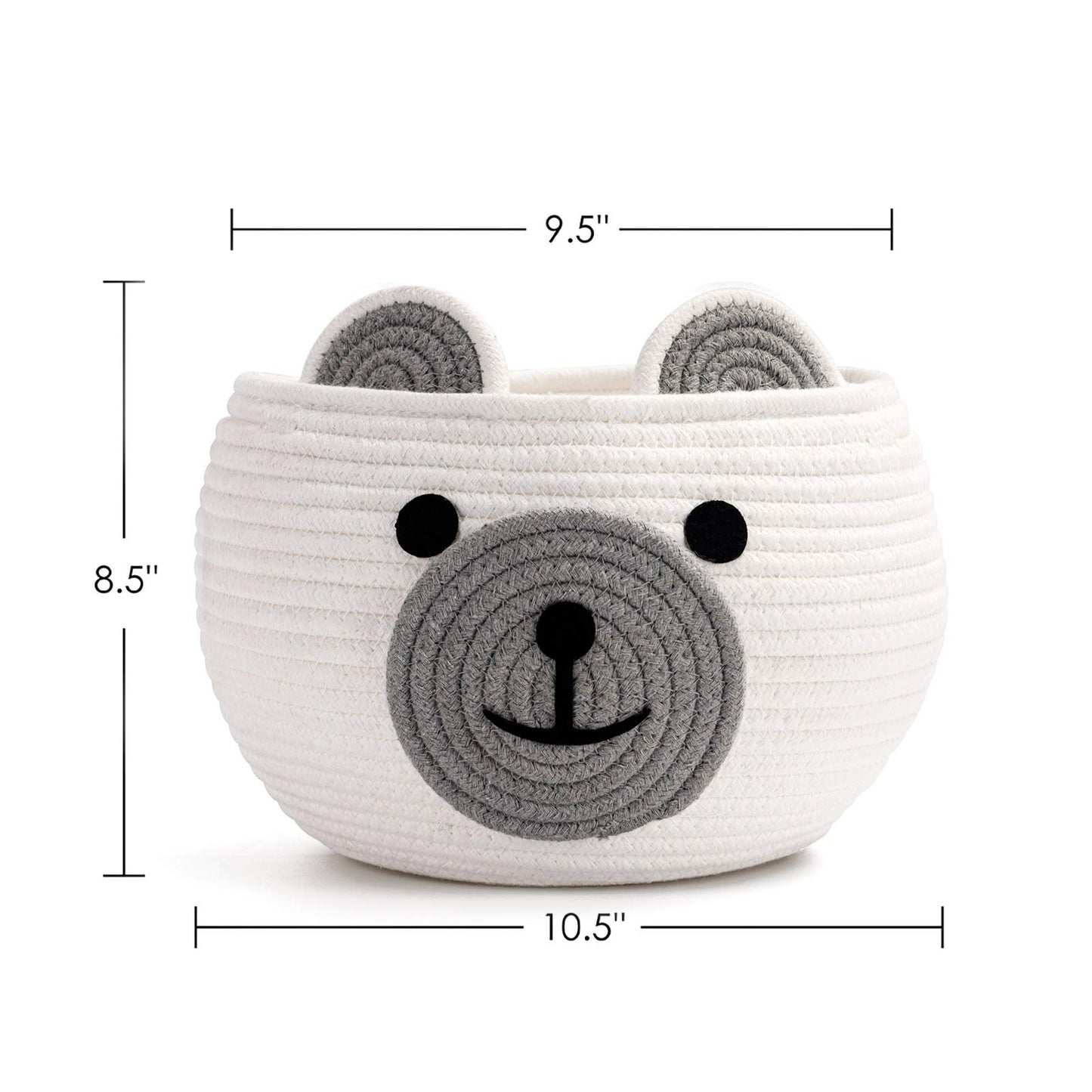 CherryNow Cotton Rope Baby Basket for Nursery, Bear Gift Baskets for Kids, Empty Baby Shower Basket with Handles, Small Cute Ani