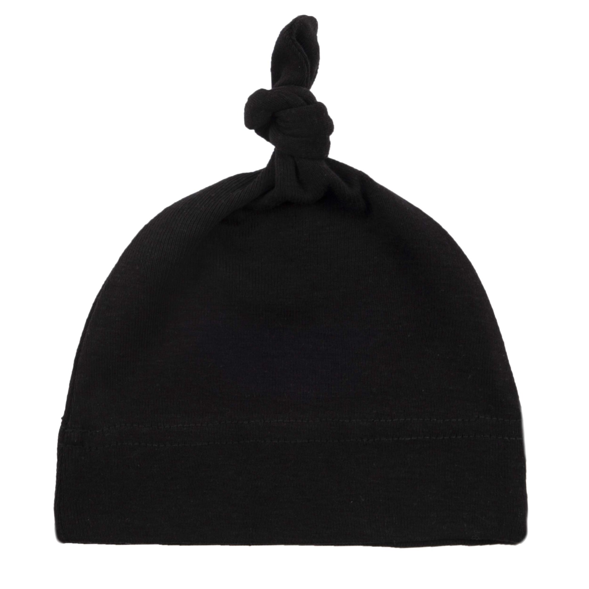 Soft Warm Baby Hats | Adjustable Top Knot Baby Beanie | Custom Baby Caps - Black Ca55