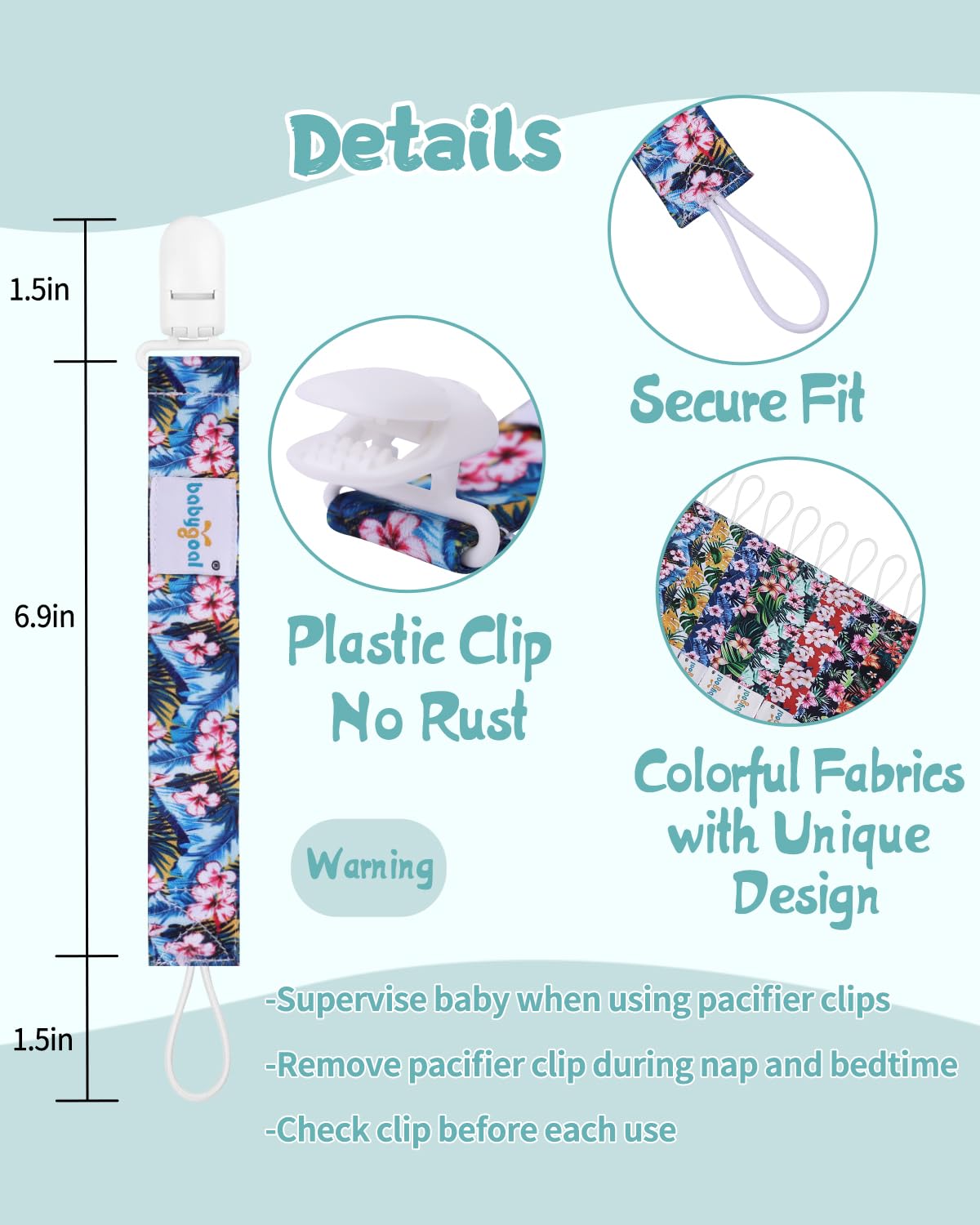 Babygoal Hawaii Pacifier Clips 8 Pack, Pacifier Holder Clips For Baby Boys And Girls Fits For Most Pacifier, Binkie Styles & Bab
