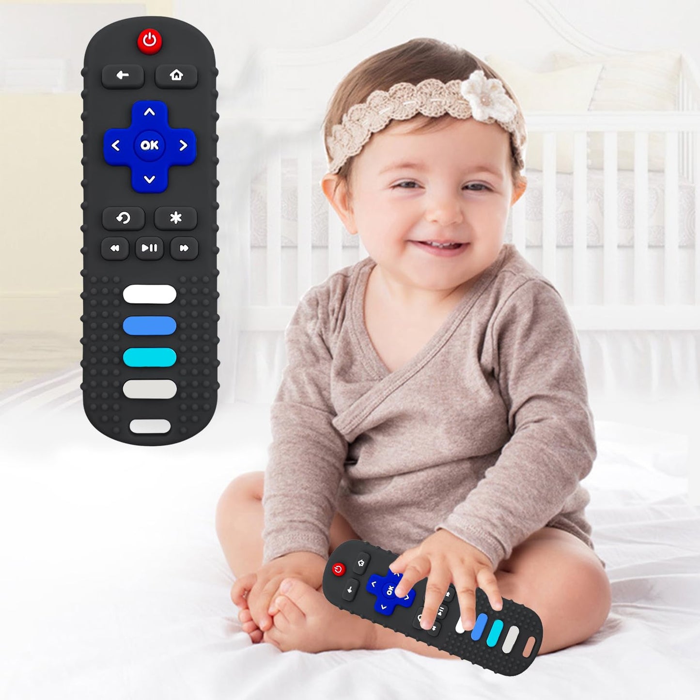 YAPROMO 2Pcs Teething Toys, Silicone TV Remote Teethers for Baby Toy Remote Teethetr for Infant Toddler Kids/Boy/Girl, BPA Free