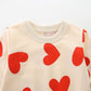Mrocioa Valentine'S Day Outfit Red Love Heart All-Over Prints Shirt Toddler Girls Sweatshirt Kids Long Sleeve Beige Tops 3T