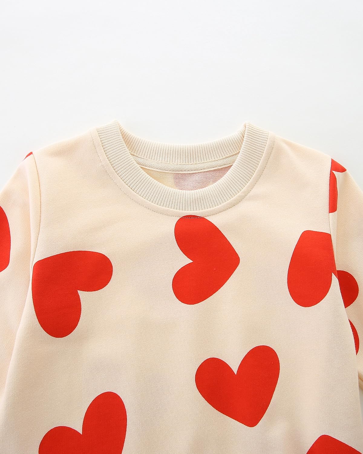 Mrocioa Valentine'S Day Heart Graphic Shirt Girl Cotton Sweatshirt Vday Kids Long Sleeve Crewneck Beige Tops For 6 Years