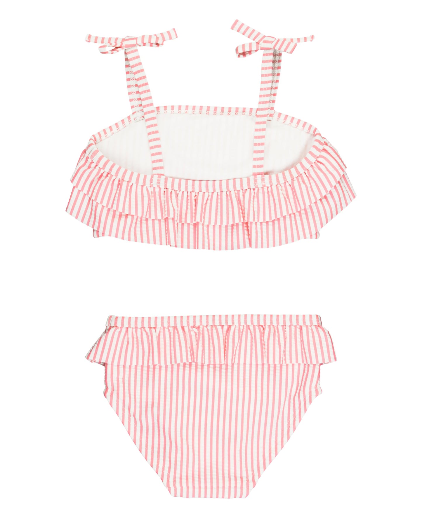 Rufflebutts Bubblegum Pink Seersucker Seersucker Bow Ruffle Bikini - 18-24M