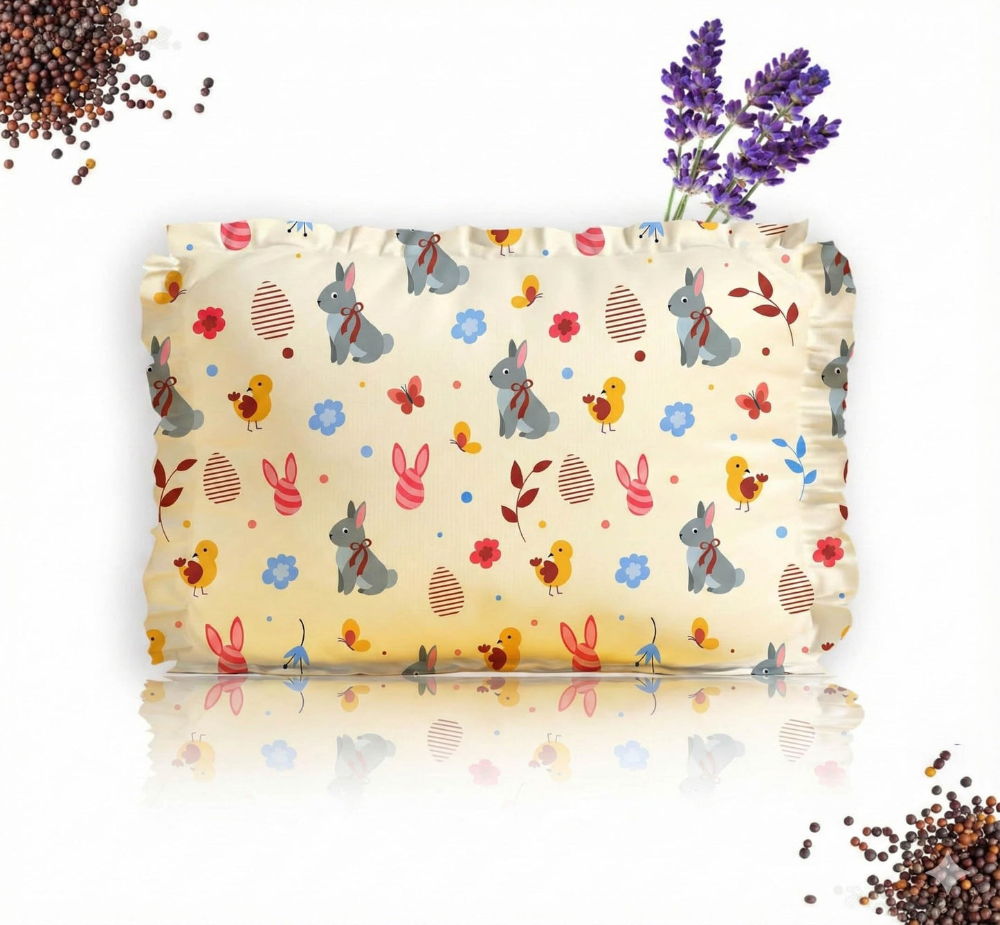 Baby Mustard Seed Pillow With Supersoft Fur Fabric With 036 Months | Cartoon Print Infant Head Support Cushion (Animal  Yellow