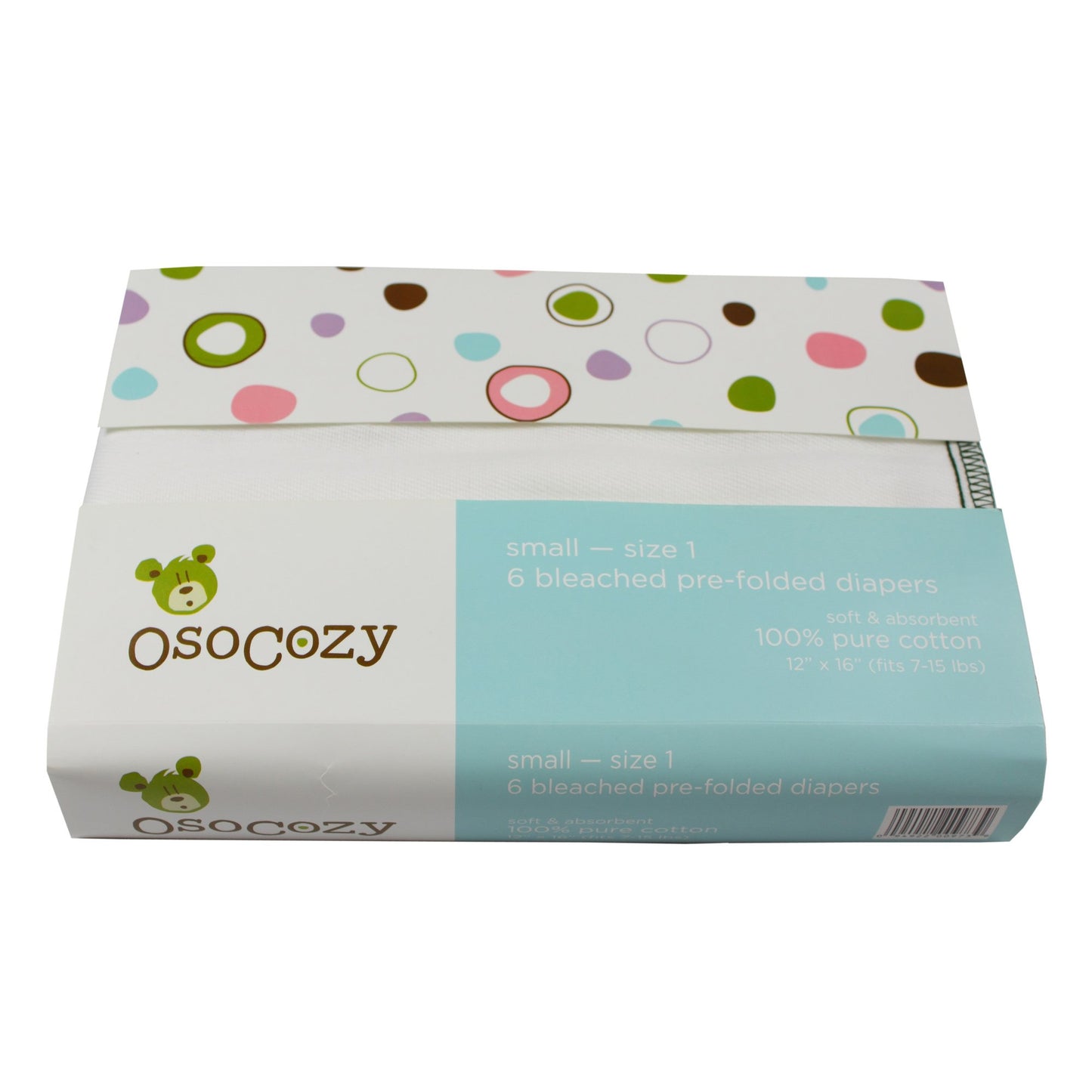 OsoCozy Prefolds Bleached Cloth Baby Diapers, Size 1 (7-15 lbs), Soft, Absorbent and Durable 100% Natural Cotton, Our Top Sellin
