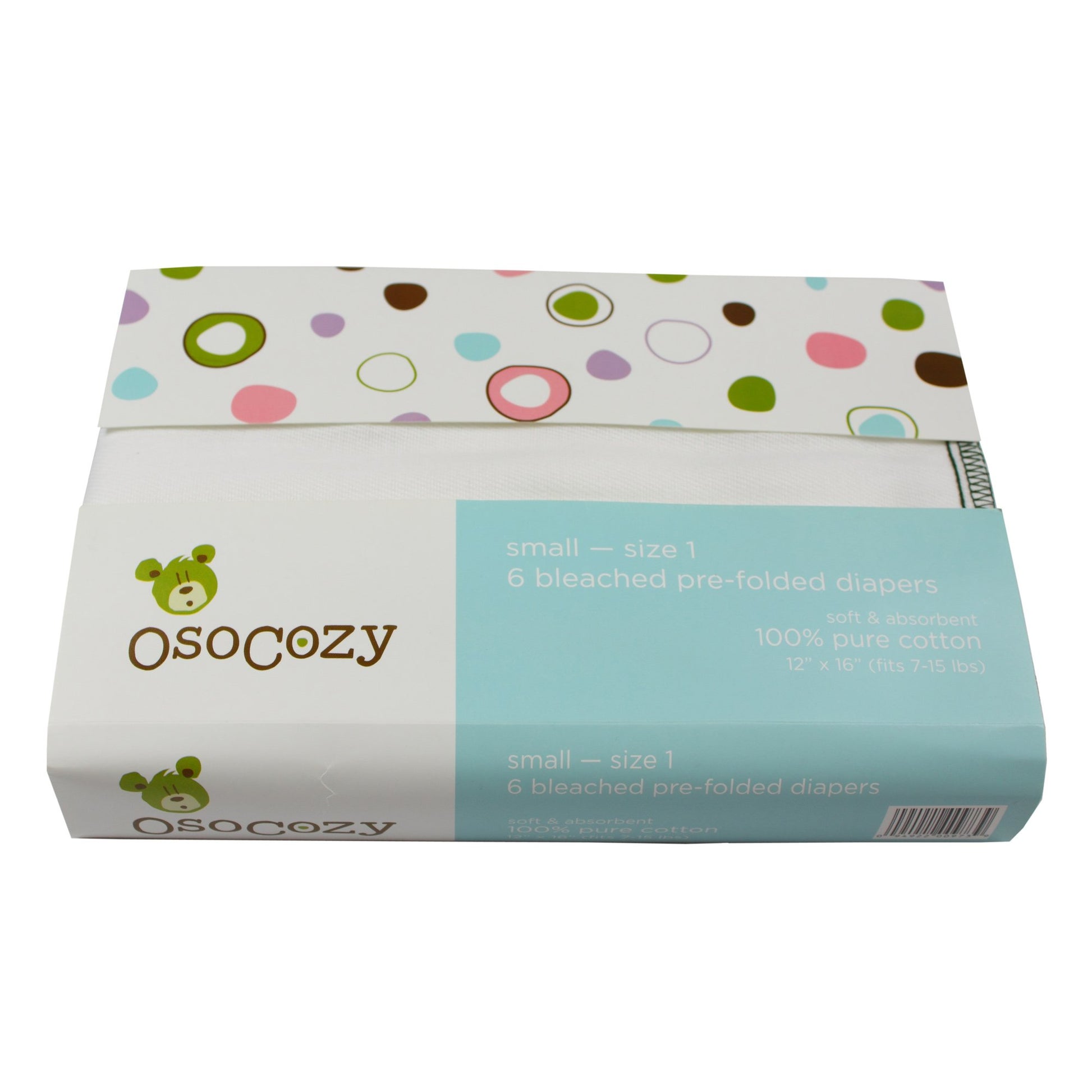 OsoCozy Prefolds Bleached Cloth Baby Diapers, Size 1 (7-15 lbs), Soft, Absorbent and Durable 100% Natural Cotton, Our Top Sellin
