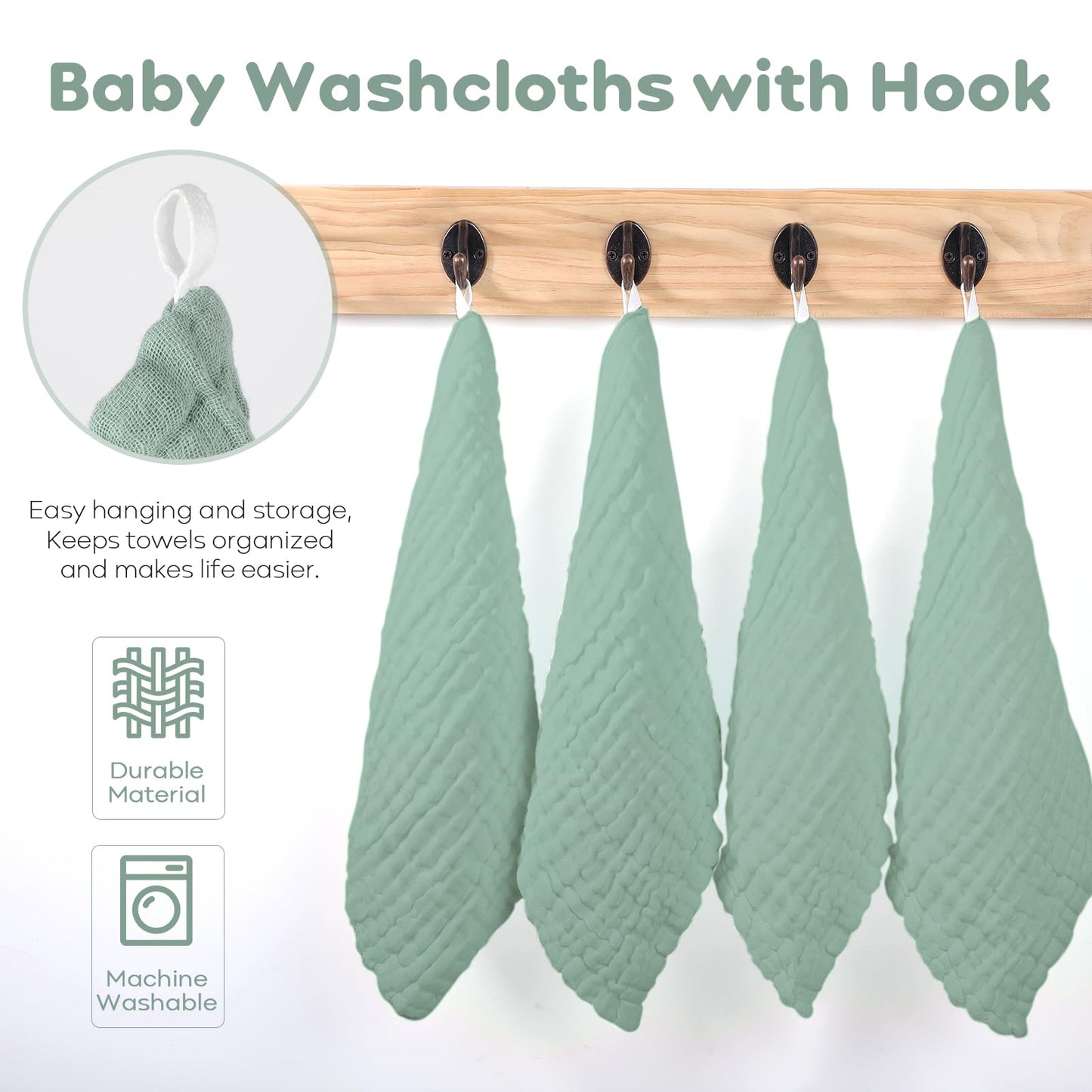 Yoofoss Muslin Baby Washcloths 100% Cotton Face Towels 10 Pack Wash Cloths For Baby 12X12In Soft And Absorbent Baby Wipes (Dark