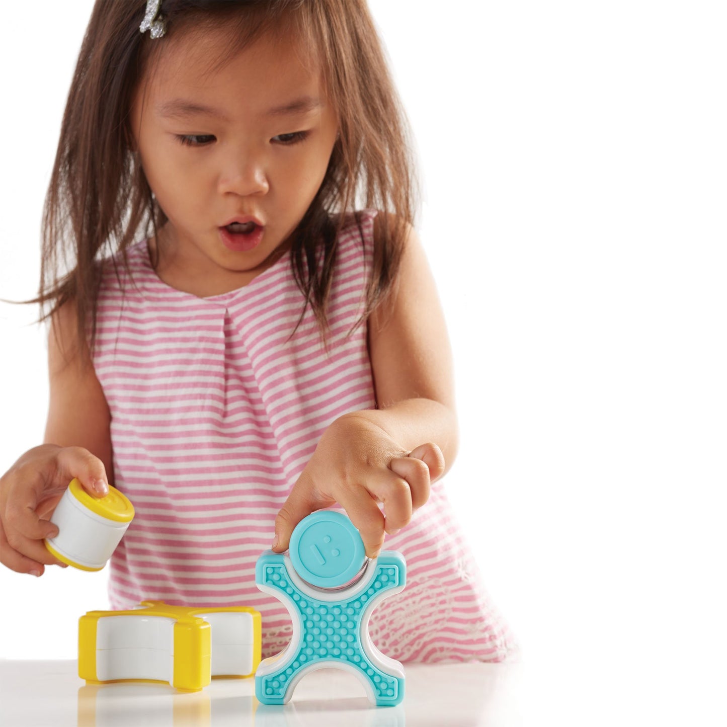 Guidecraft Grippies Stackers - 24 Piece Set, Stem Soft Grip Magnetic Building Toy for Toddlers