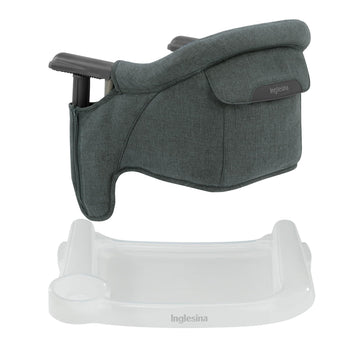 Inglesina Fast Table Chair - Charcoal Gray Melange + Fast Dining Tray - Portable High Chair For Baby & Toddlers, 6-36 Months - F