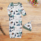 Amawmw Newborn Baby Boys Girls Cartoon Sleeper Gown Long Sleeve Mountain Nightgown Hat Outfits (Cartoon Mountain, 0-6 Months)