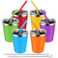Ewsnmata Kids Cups With Lids Spill Proof, Stainless Steel Sippy Cups With Sleeve, 12Oz Toddlers Straw Tumbler For School, 6 Pack