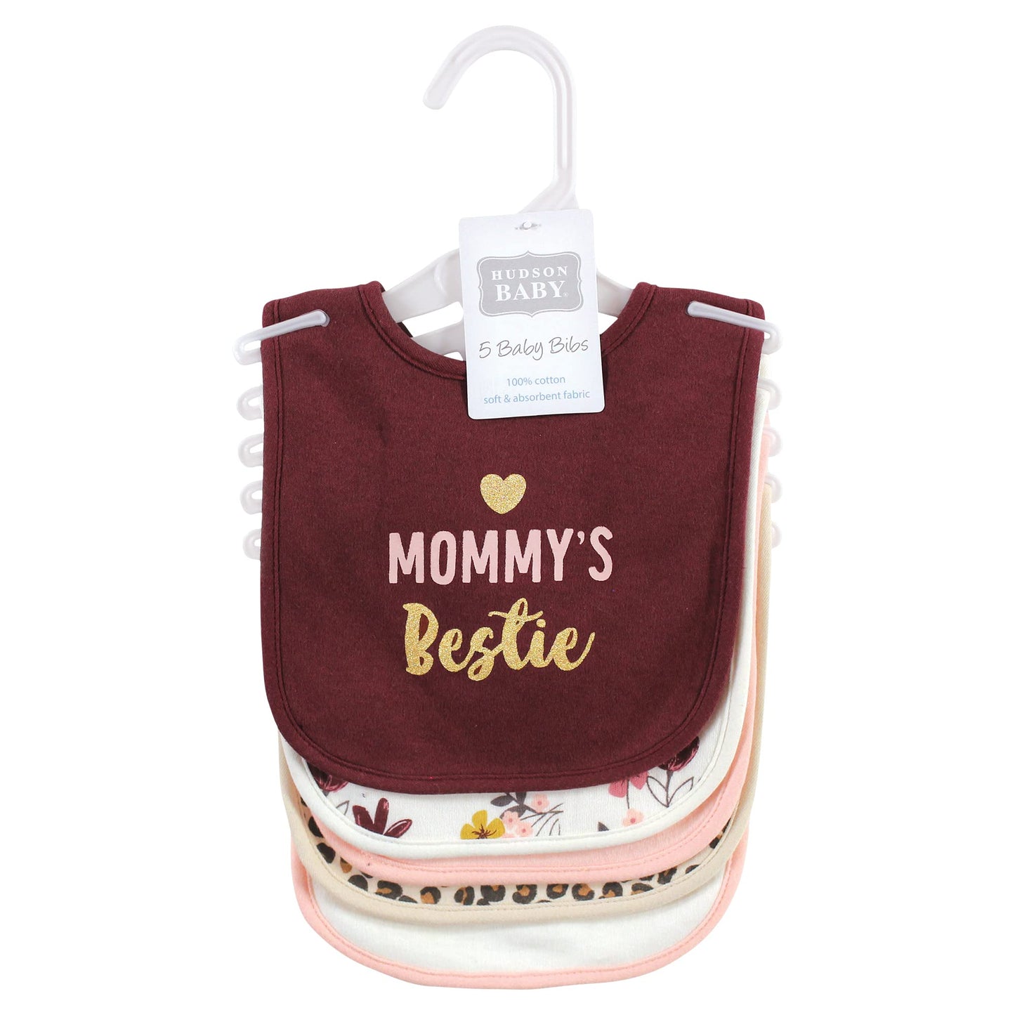 Hudson Baby Unisex Baby Cotton Bibs, Mommys Bestie, One Size