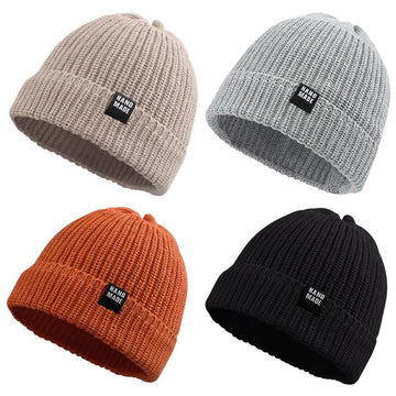 Simple Knitted Baby Beanie Hip-Hop Boys Winter Hat Toddler Kids Bonnet For Girls 0-5Y (Black+Beige+Lightgray+Caramel,S)