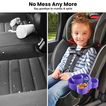 Car Seat Tray - Convert Cup Holder To A Tray For Snacks, Toys, 360 Rotatable For Kids Travel, Booster, Stroller And Anywhere (Pu
